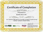 OSHA 360 Training Completion Certificate