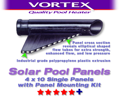 Solar Pool Panels - VORTEX 4 x 10 Single Panels With Mounting Kits